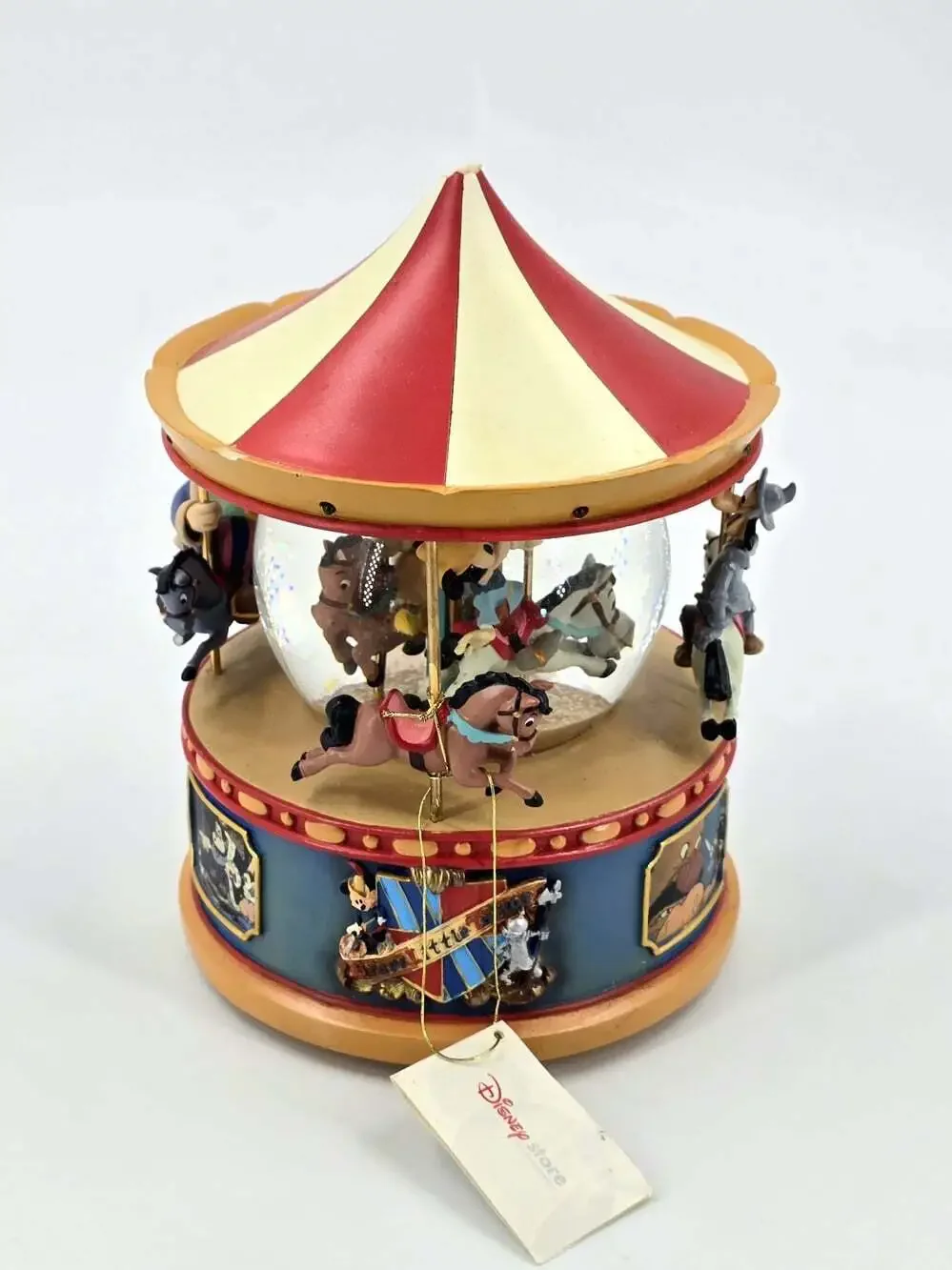 Disney Store Mickey Mouse Brave Little Tailor Snow Globe Carousel Light Up